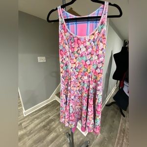 Reversible tank dress 1 side plaid and the other candy valentine hearts